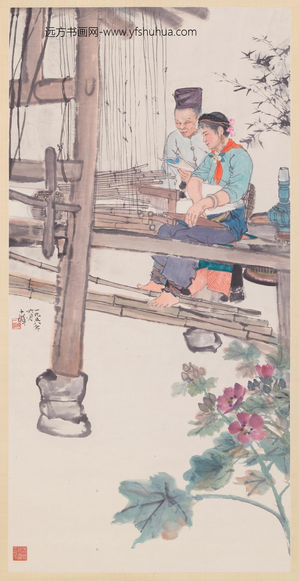 程十发_放学回家图轴