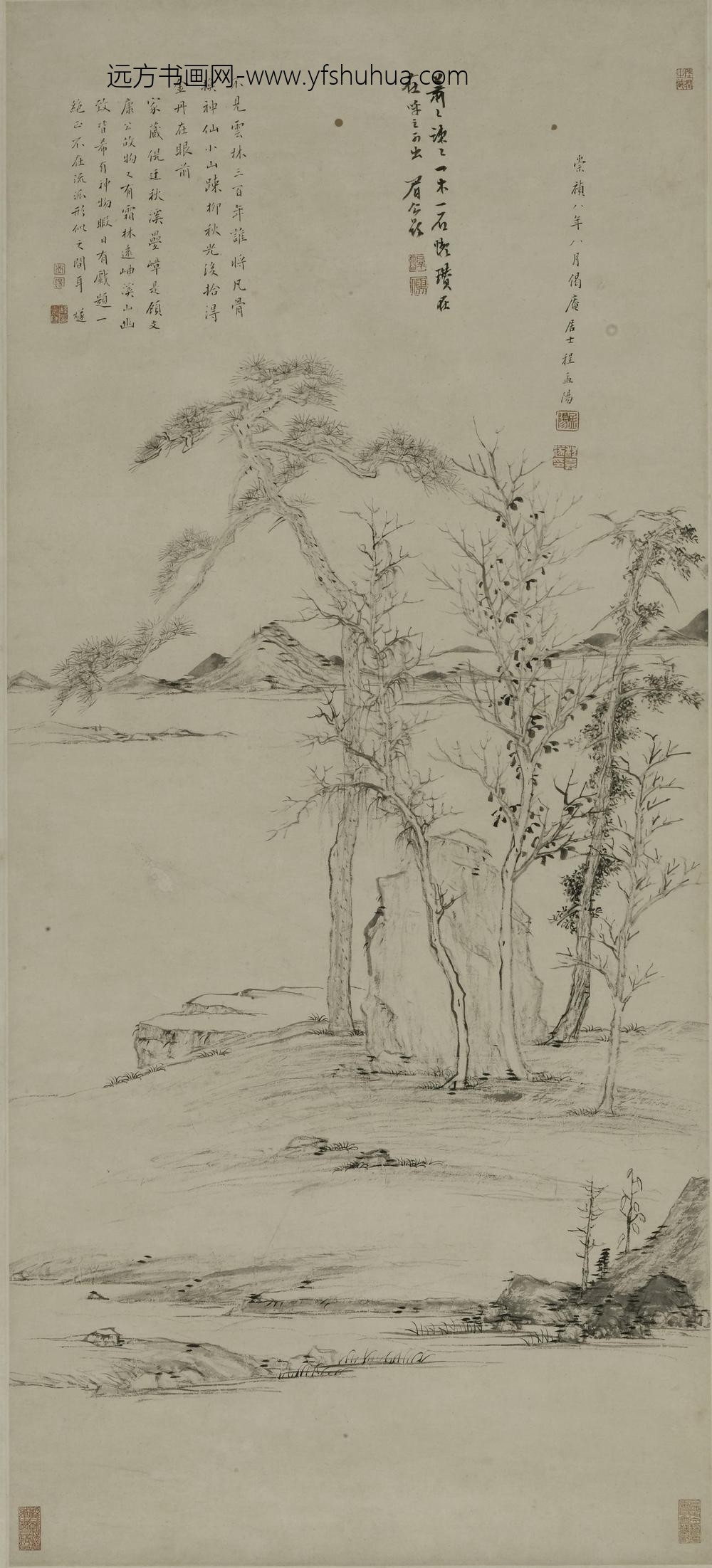 程嘉燧_霜林远岫图轴