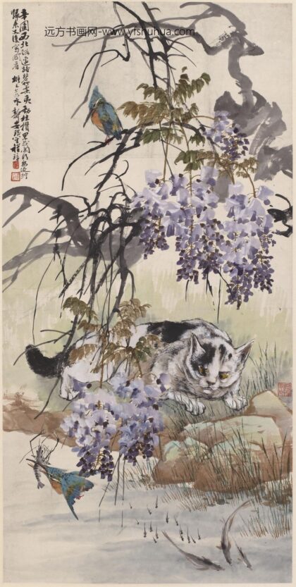 程璋 紫藤翠鸟图轴.jpg