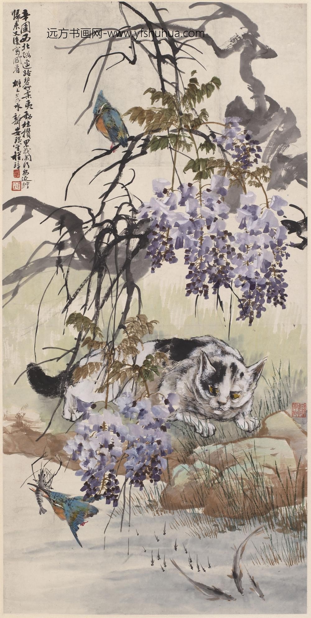 程璋_紫藤翠鸟图轴