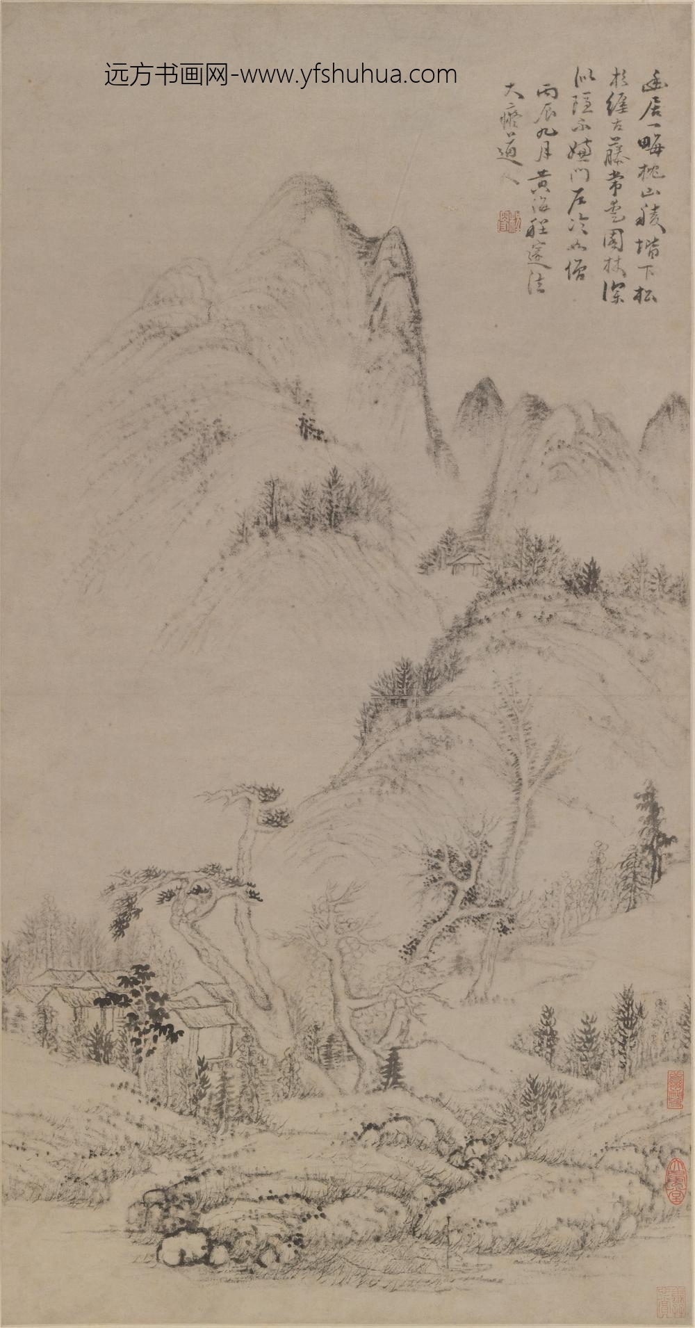 程邃_松杉幽居图轴