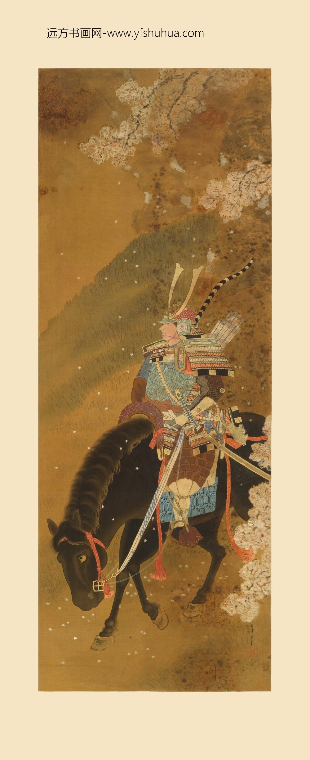 笠青峰_武士图轴