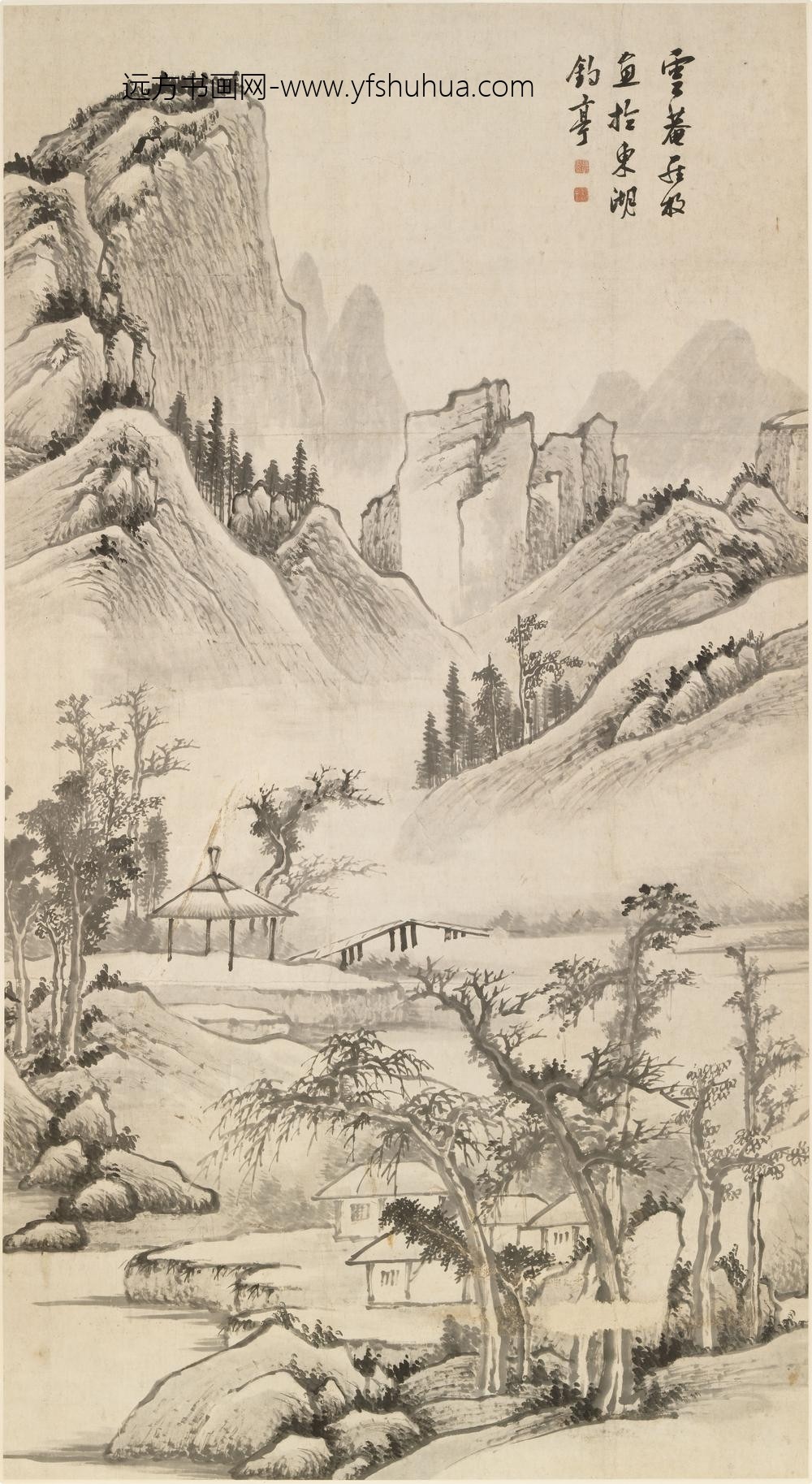 罗牧_东湖钓亭图轴