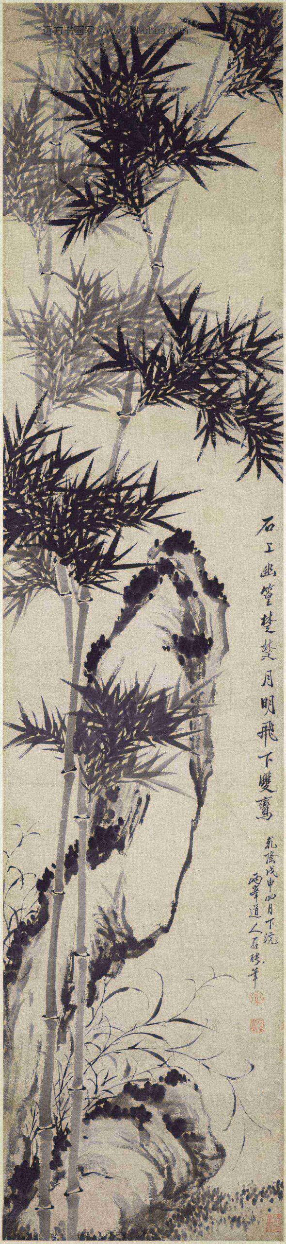 罗聘_竹石图轴