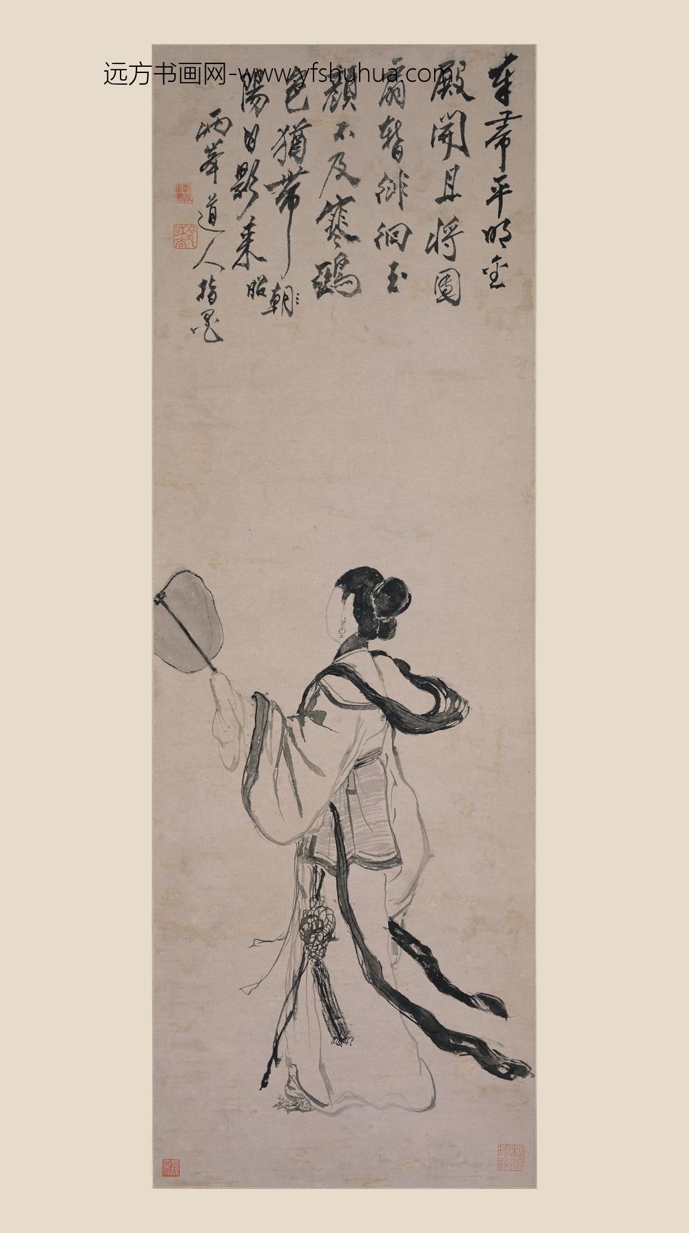 罗聘_纨扇仕女图轴