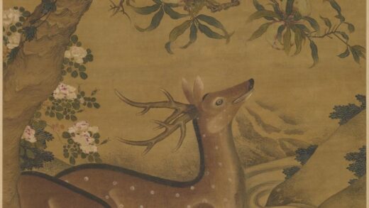 胡湄 桃实双鹿图轴.jpg