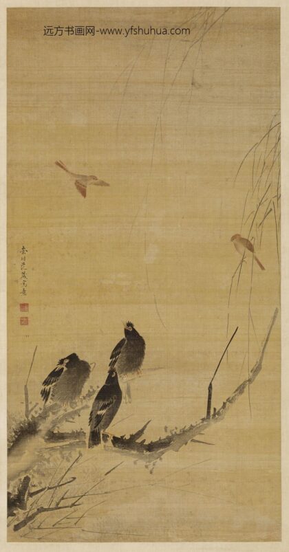 范箴 柳塘鸜鹆图轴.jpg