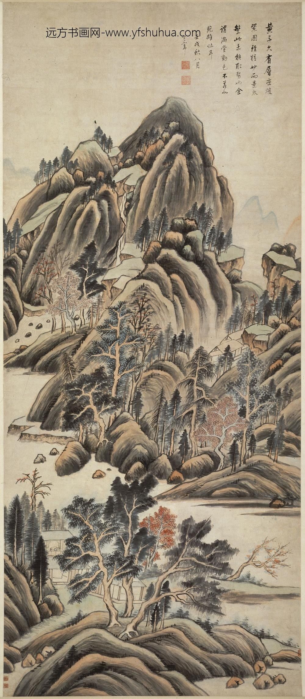 董其昌_仿董源山水图轴