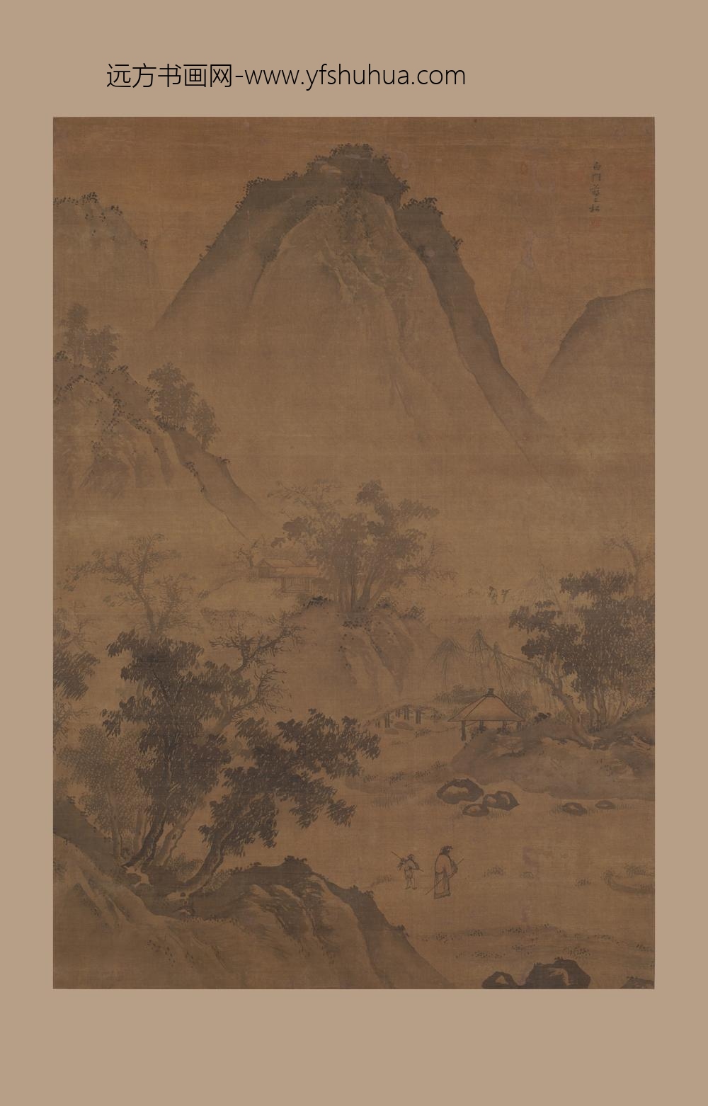 蒋嵩_秋溪曳杖图轴