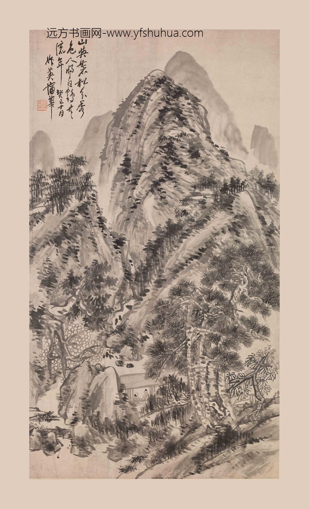 蒲华_松屋对晤图轴