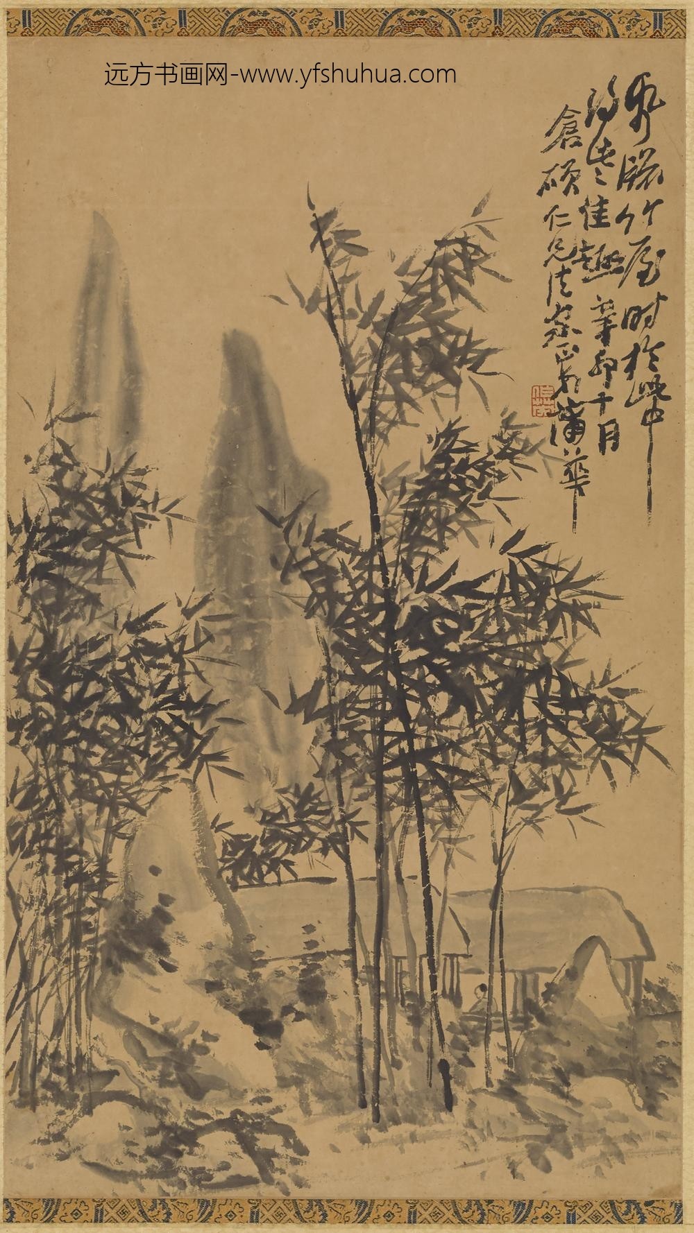 蒲华_纸窗竹屋图轴