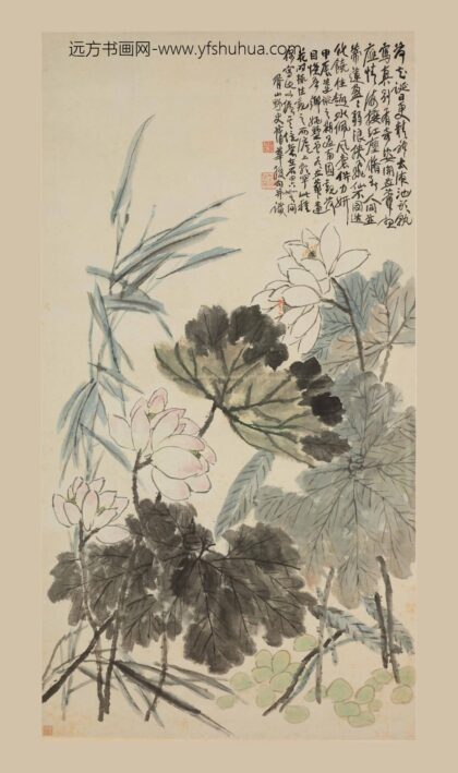 蒲华 蒲塘并蒂图轴.jpg