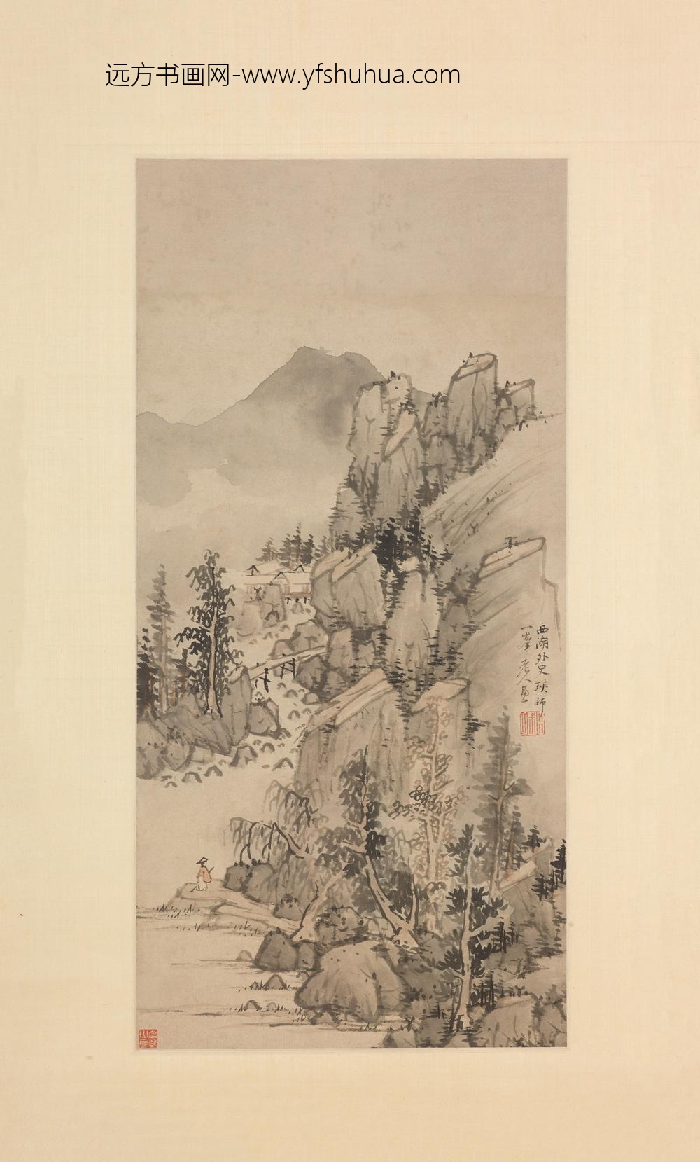 蓝瑛_仿一峰山水图轴