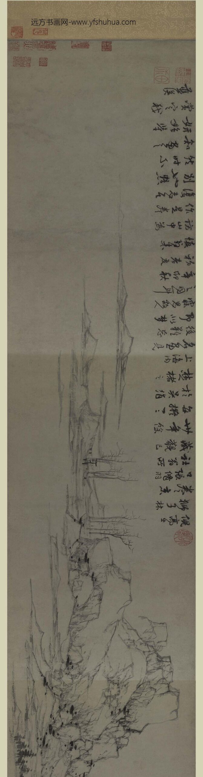 蓝瑛_仿倪瓒狮子林图卷_