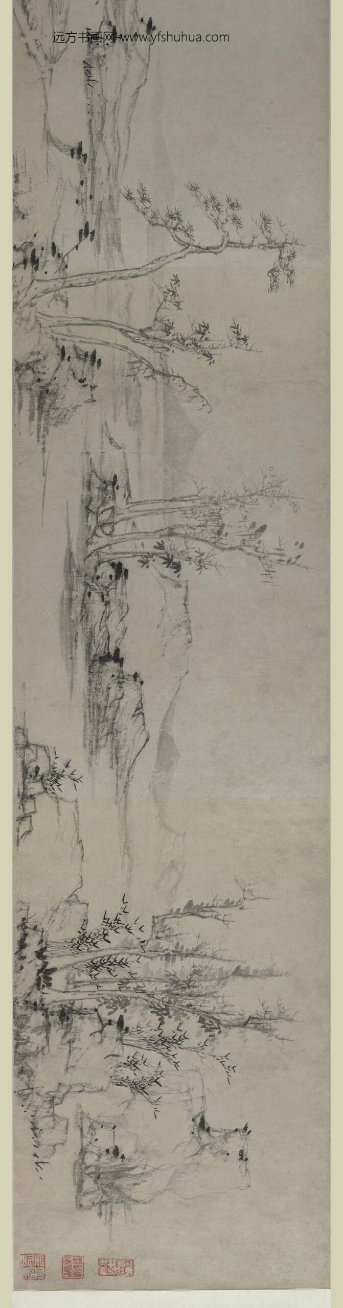 蓝瑛_仿倪瓒狮子林图卷_