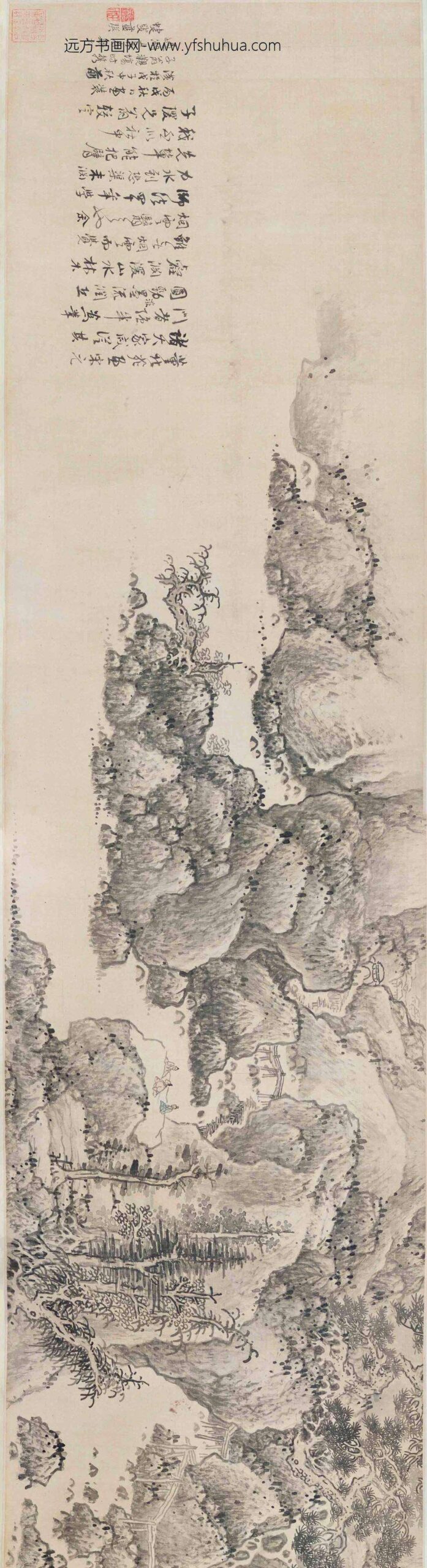 蓝瑛_仿董北苑山水图卷_