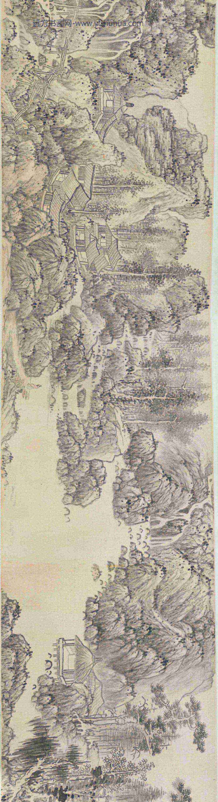 蓝瑛_仿董北苑山水图卷_