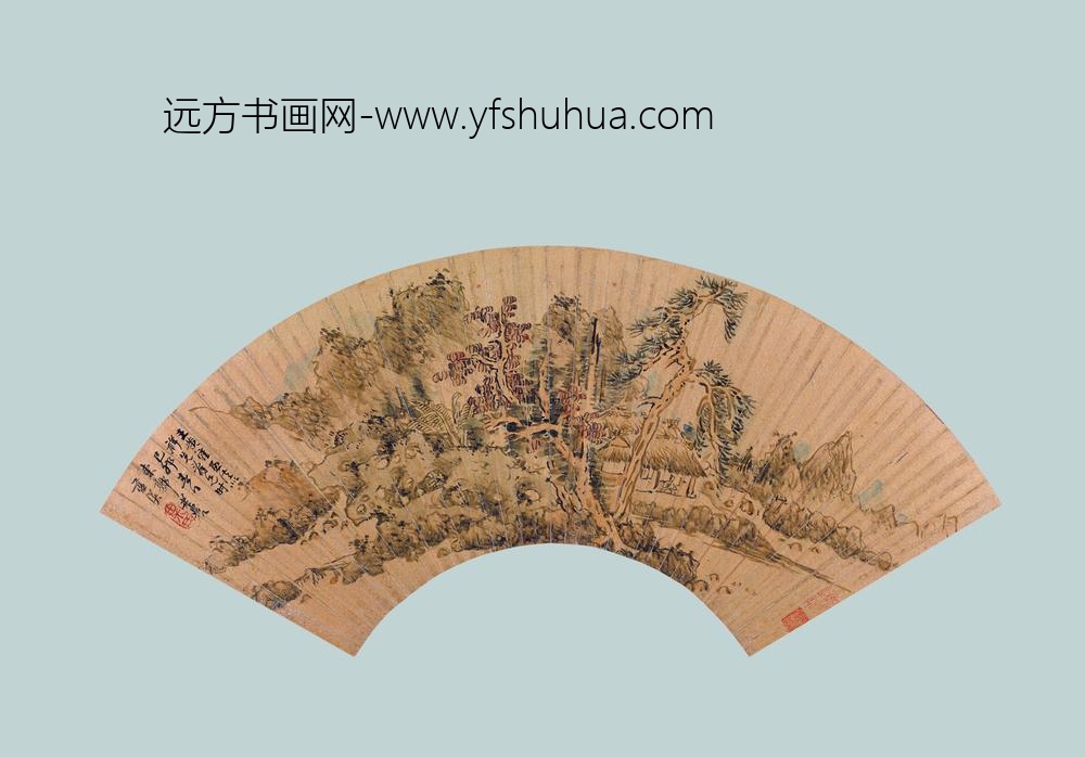 蓝瑛_拟王蒙法山水扇页