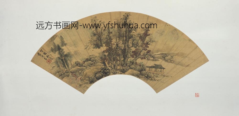 蓝瑛_水阁延秋图扇页