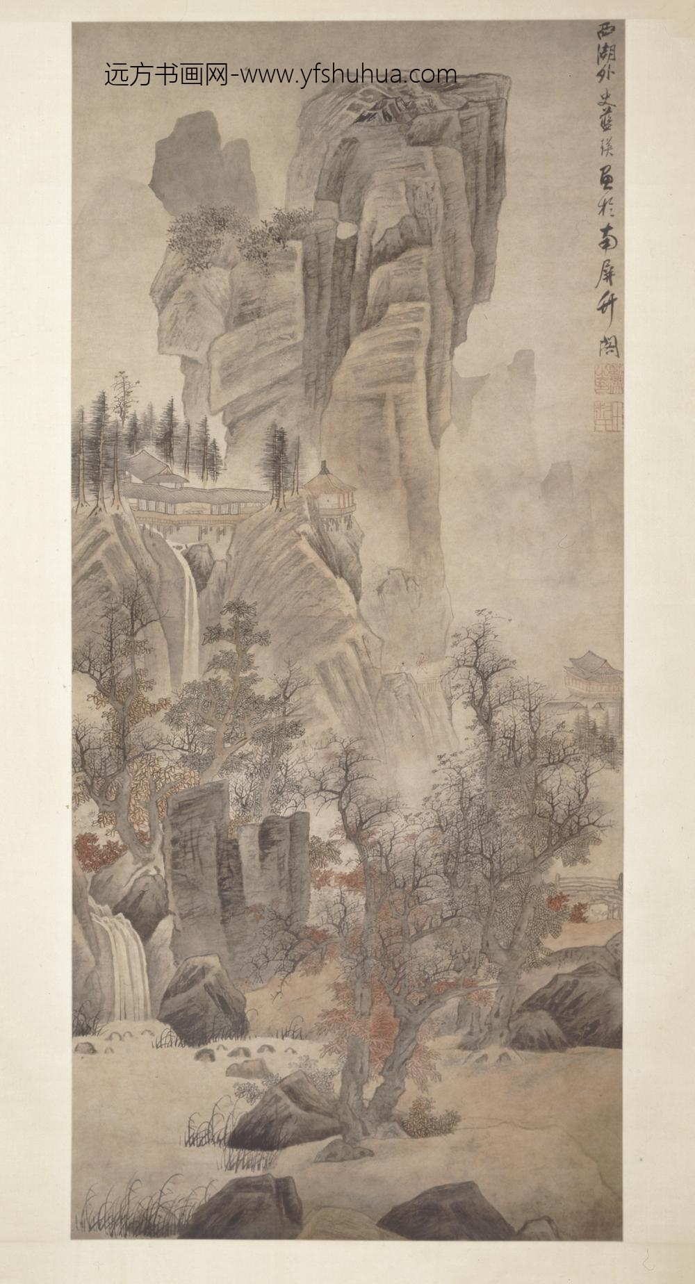 蓝瑛_秋山红树图轴