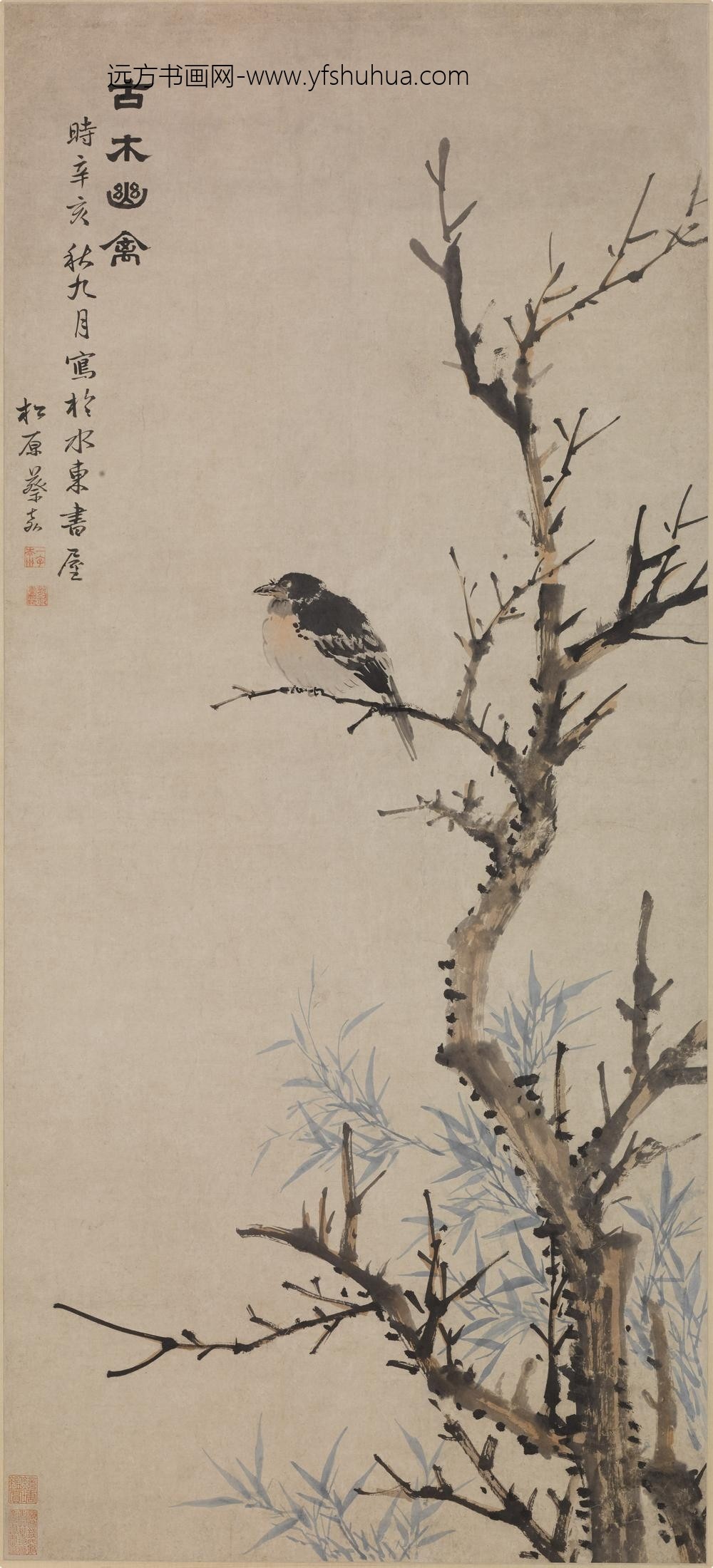 蔡嘉_古木幽禽图轴