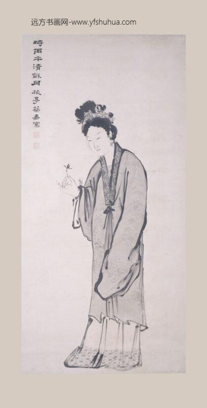 蔡嘉 攒兰仕女图轴.jpg