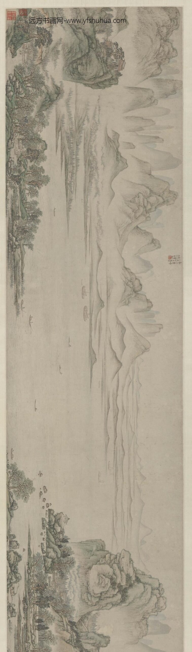 蔡嘉_春江叠嶂图卷_