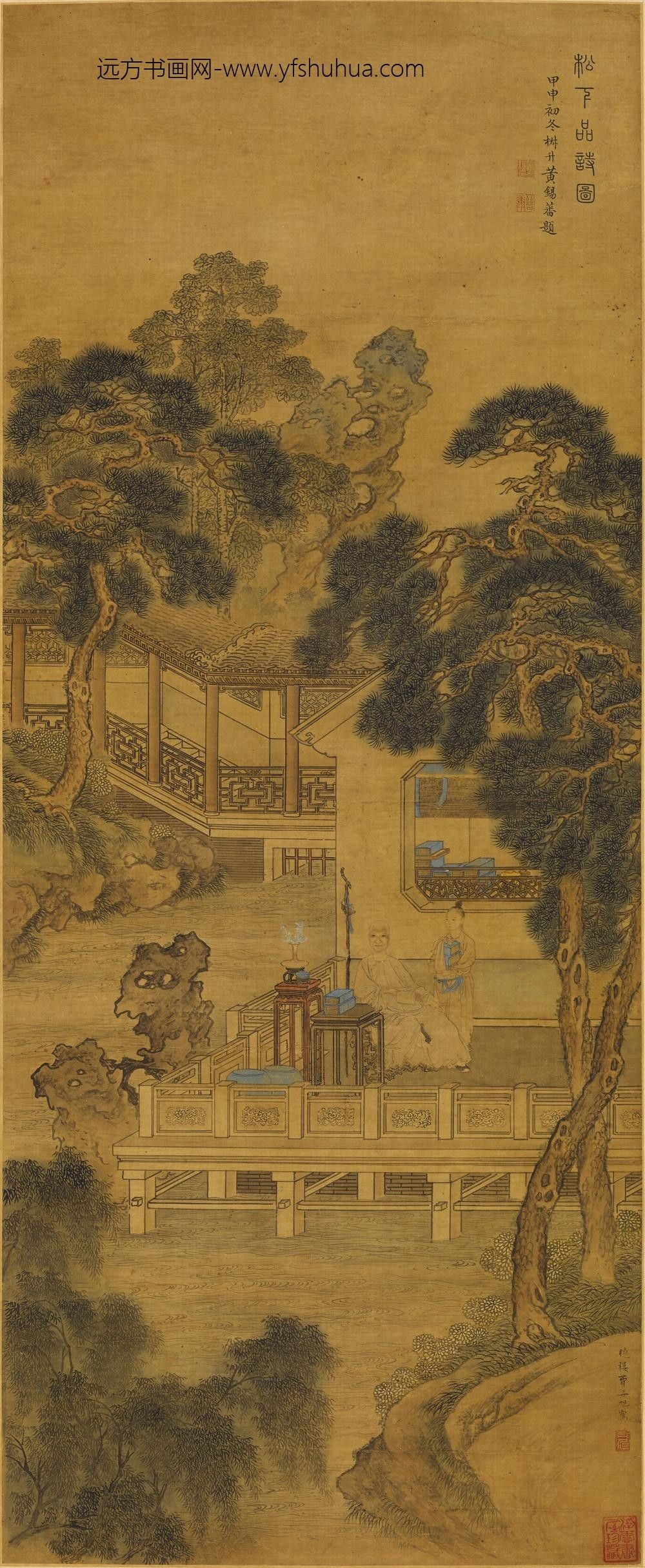 费丹旭_松下品诗图轴