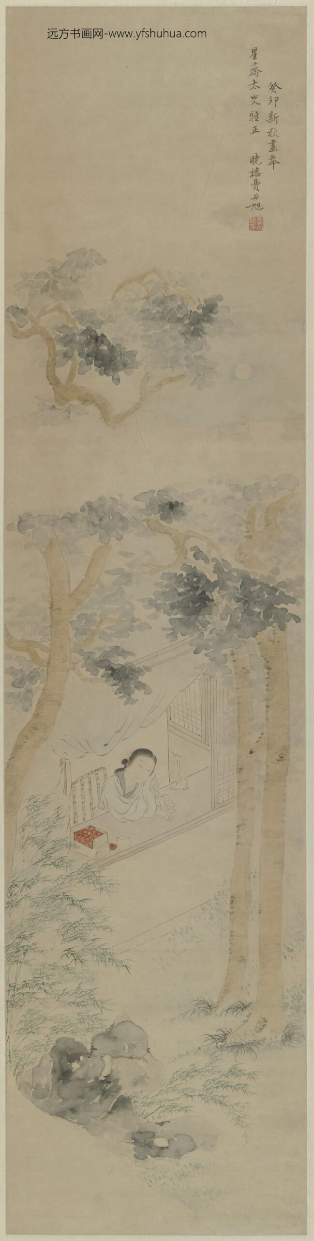费丹旭_梧窗诗思图轴