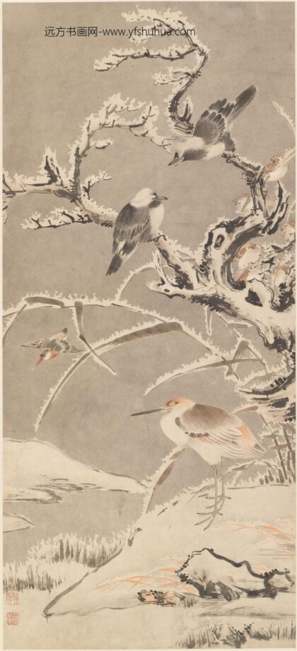 达真 雪江寒鹭图轴.jpg