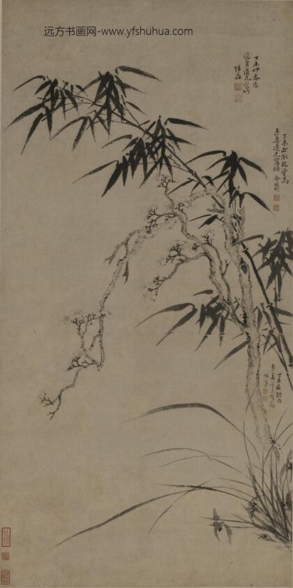 金俊明 归庄陈薖梅兰竹图轴.jpg