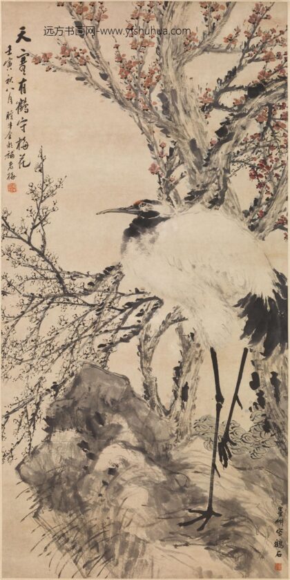 金心兰（蘭）（金湅） 倪田有鹤守梅图轴.jpg