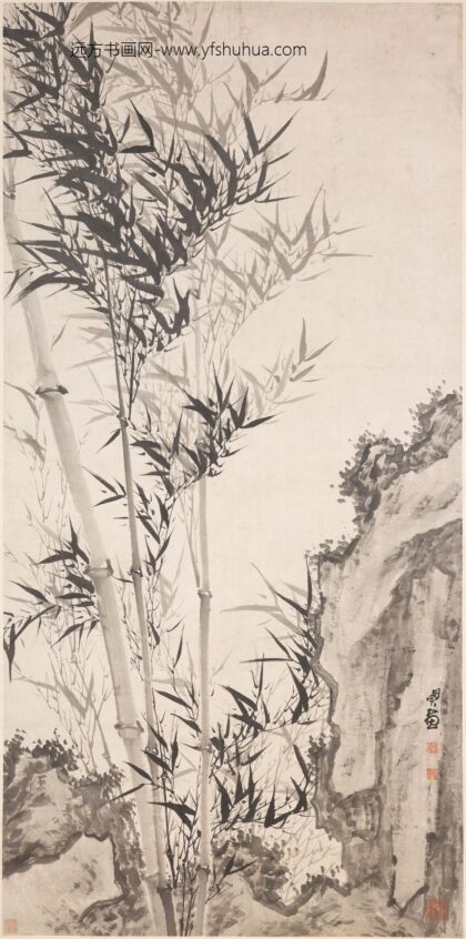 闵贞 竹石图轴.jpg