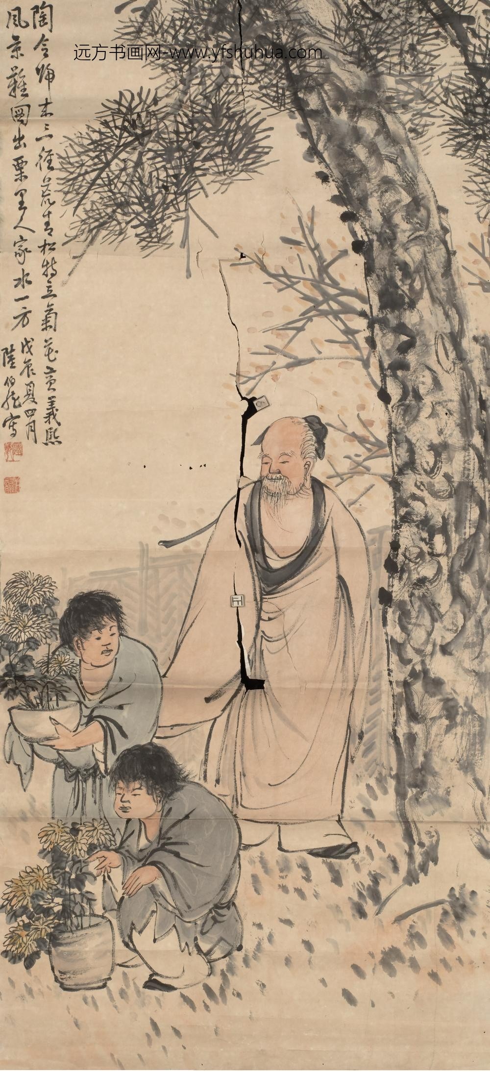 陆乾（陆伯龙）_陶令赏菊图轴