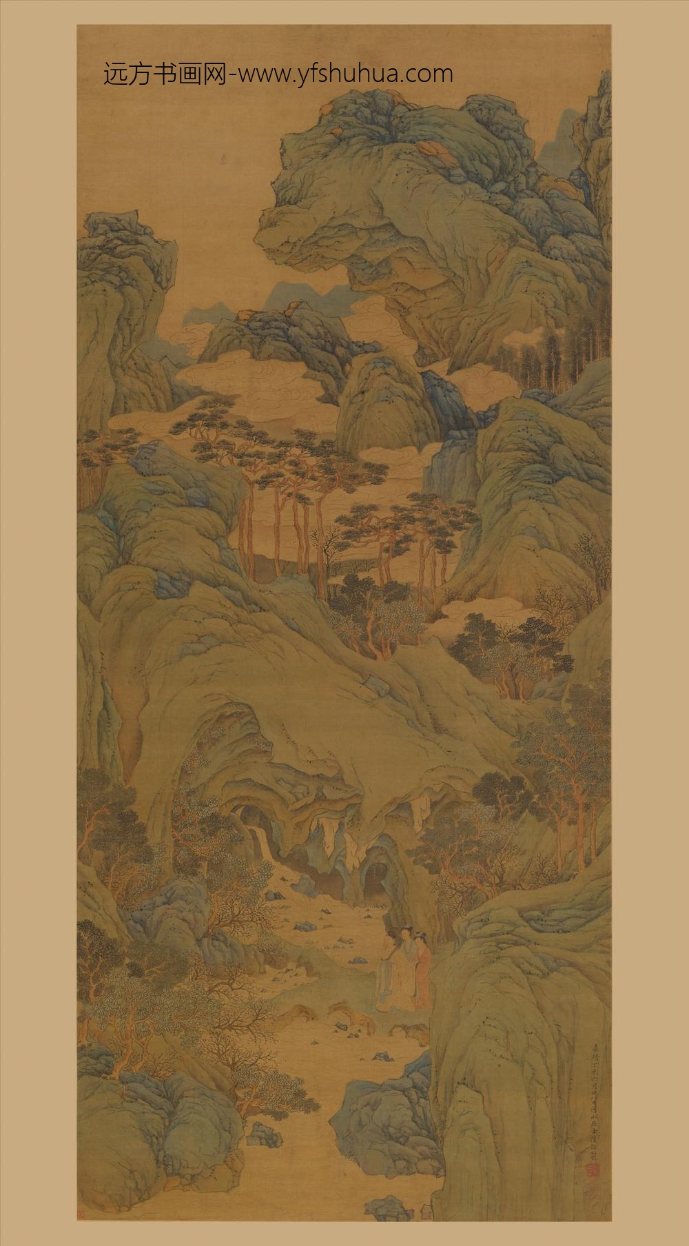 陆治_云山听泉图轴