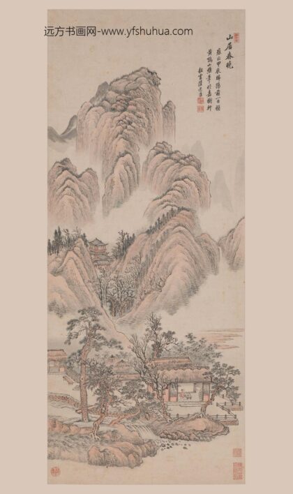陆道淮 山居春晓图轴.jpg