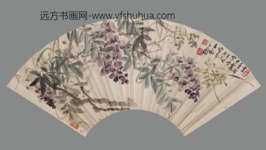 陈半丁 陈年（陈云彰） 紫藤图成扇.jpg