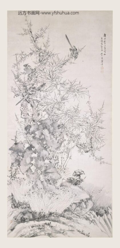 陈嘉言 梅石竹雀图轴.jpg