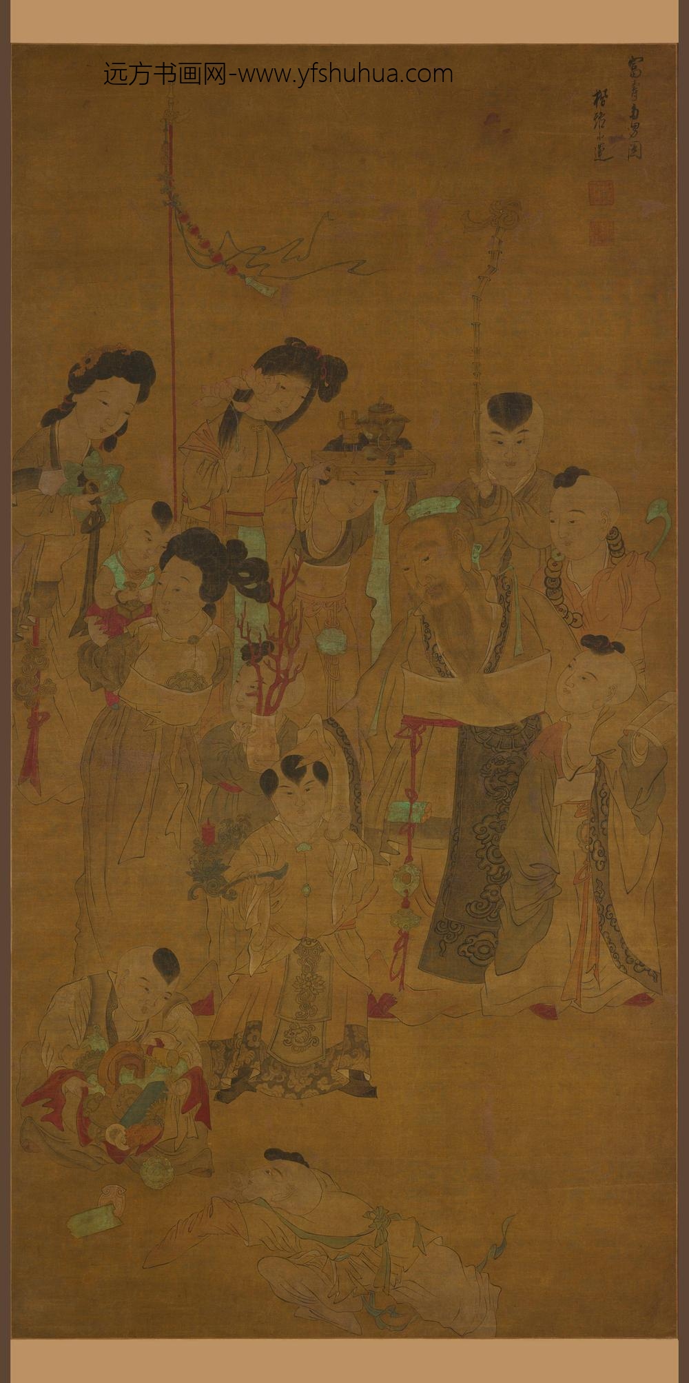 陈字_富寿多男图轴