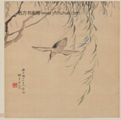 陈师曾衡恪 柳荫翠鸟图轴.jpg