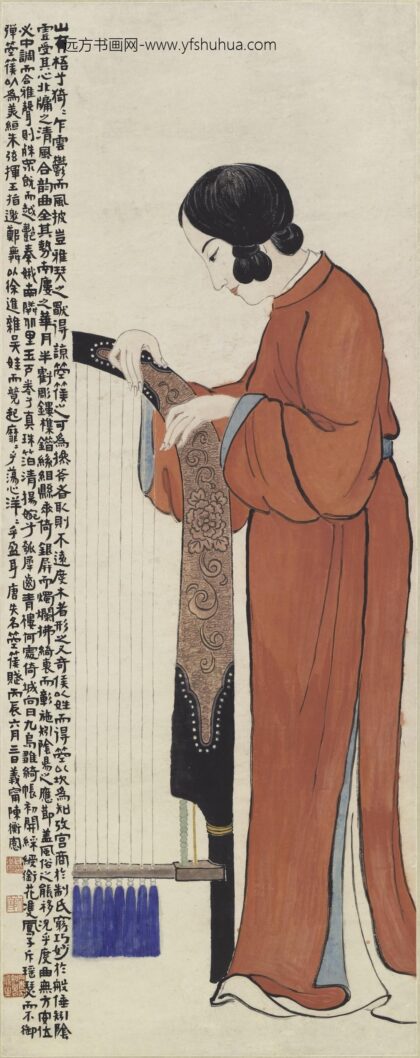 陈师曾陈衡恪 弹箜篌图轴.jpg