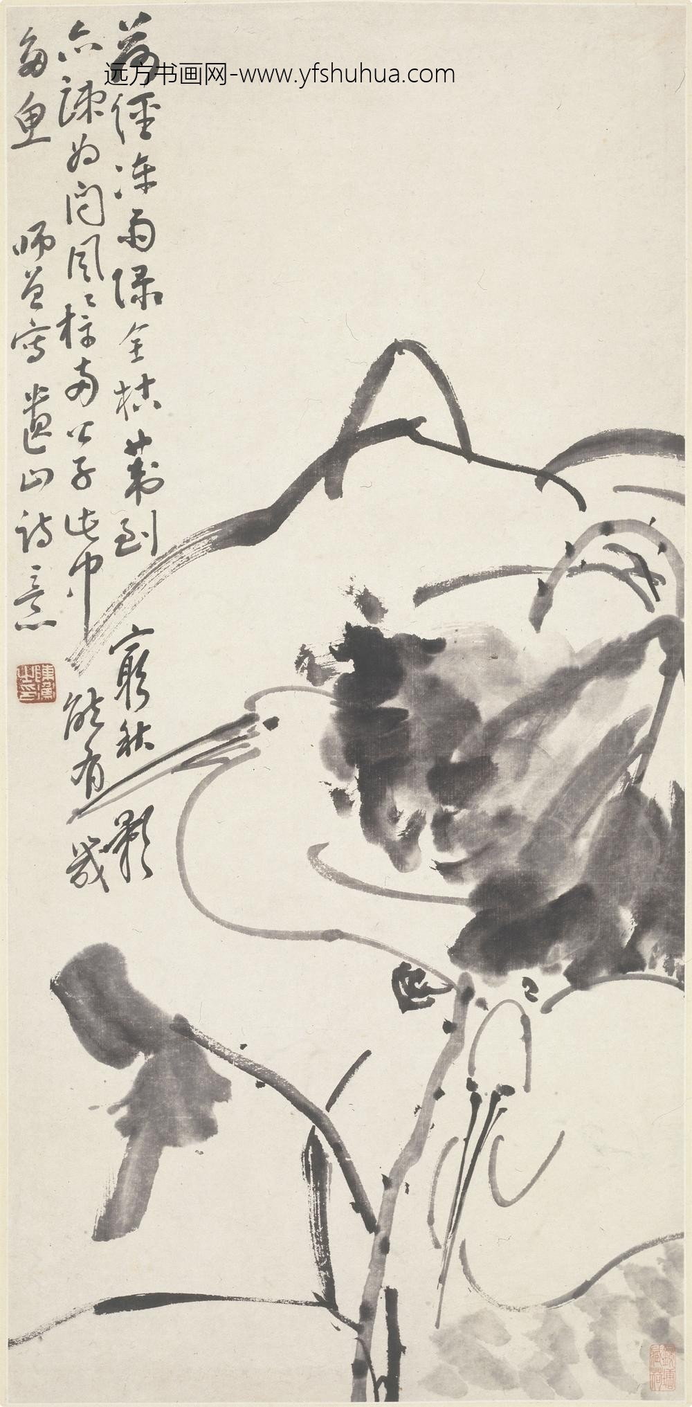 陈师曾(陈衡恪)_荷塘双鹭图轴