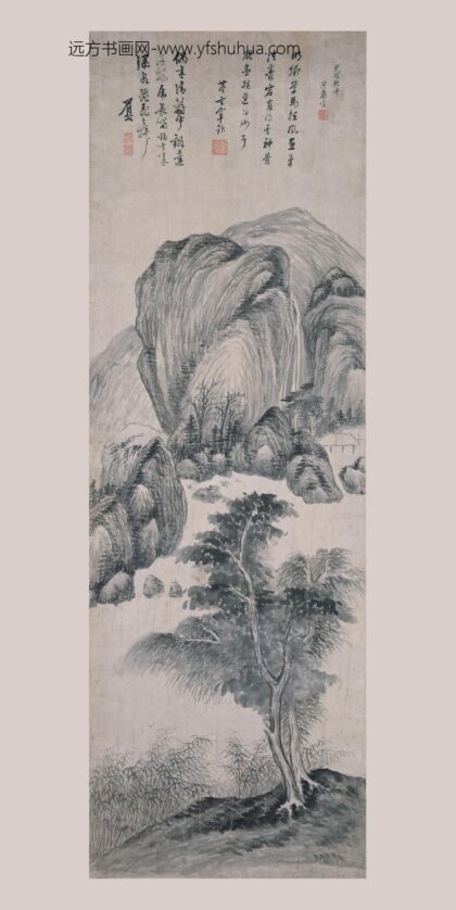 陈廉 芦汀飞瀑图轴.jpg