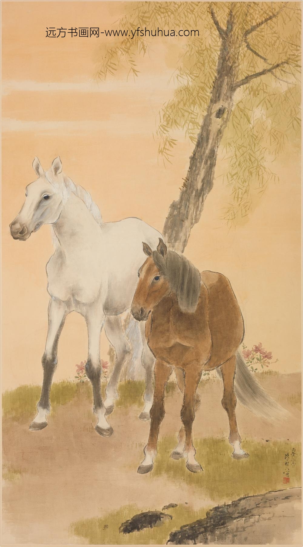 陈树人_双马图轴