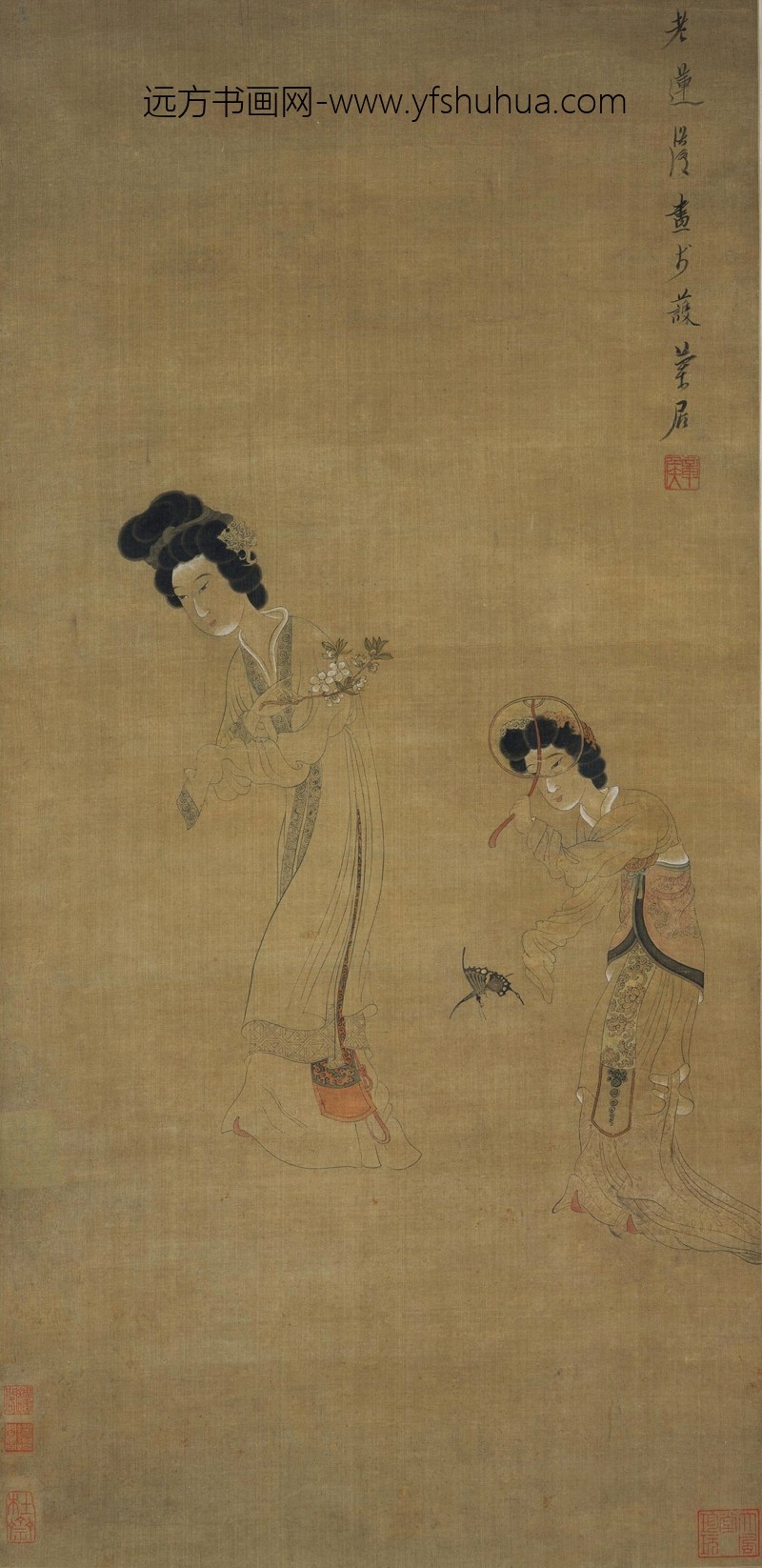 陈洪绶_扑蝶仕女图轴