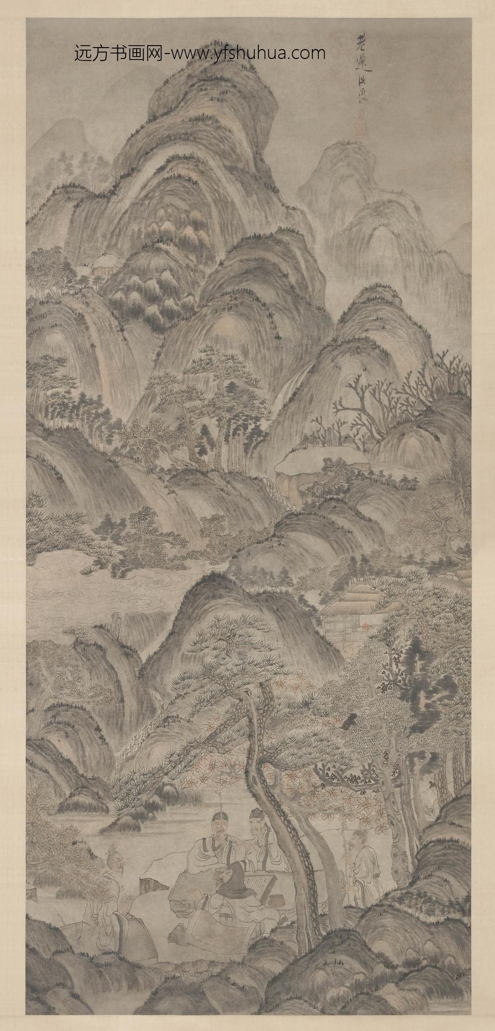 陈洪绶_松溪对弈图轴