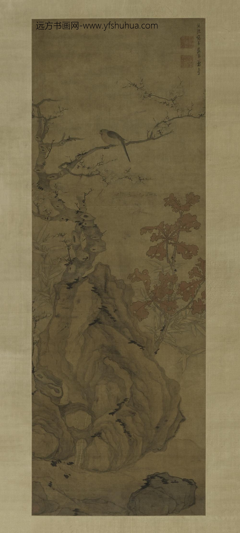 陈洪绶_梅花小鸟图轴