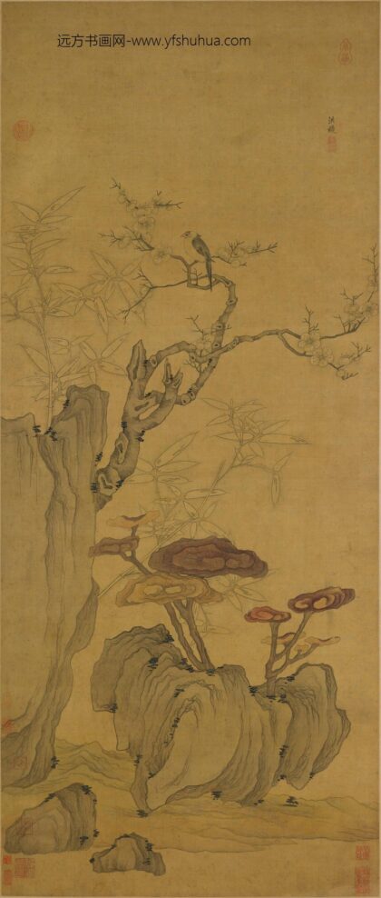 陈洪绶 竹石停禽图轴.jpg