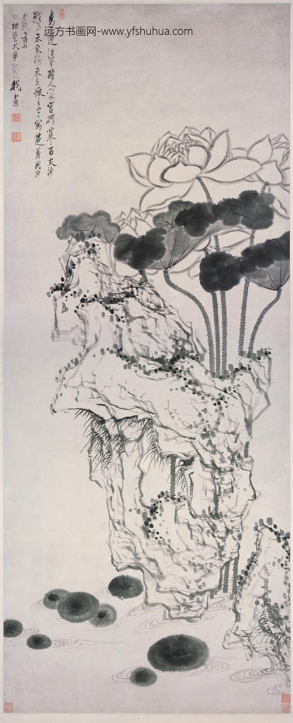 陈洪绶_莲石图轴