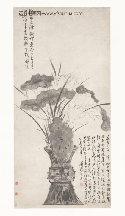 陈淳（道复） 商尊白莲图轴.jpg